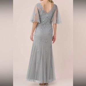 Adrianna Papell Blue Flutter Sleeve Gown (New w/ Tags)